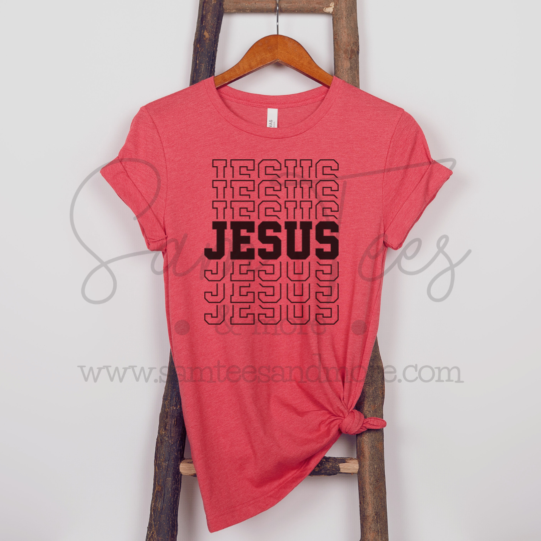 Jesus Stacked Font Tshirt