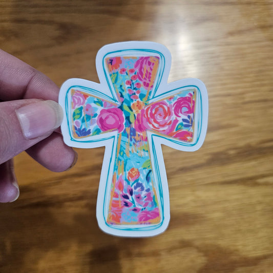 Floral Cross Sticker