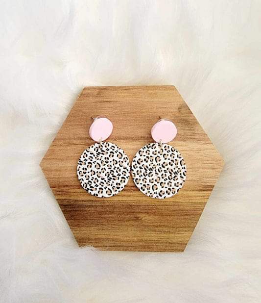 Pink Leopard Earrings